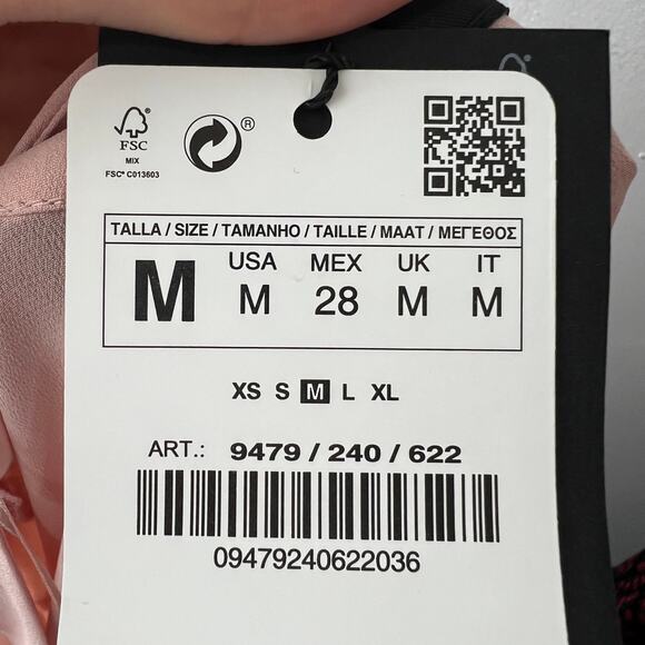 NWT ZARA Woman Hi Lo Blouse Top Pastel Pink V-Neck Long Sleeves Pullover Size M - Picture 7 of 10